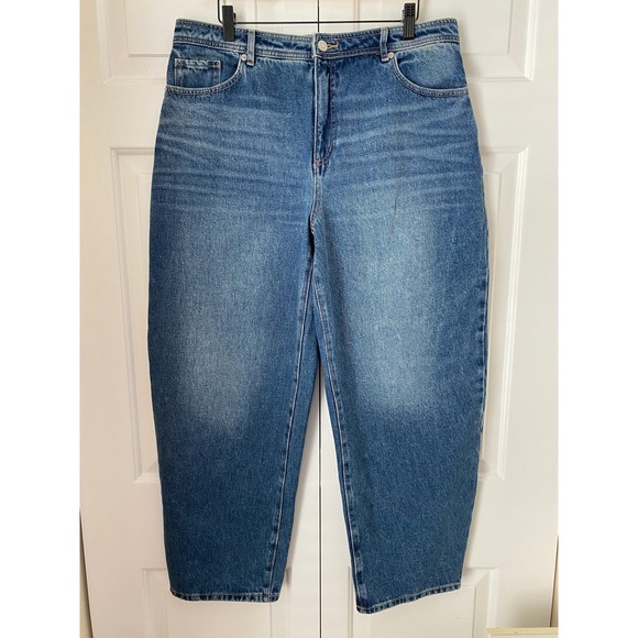 Loft High Rise Barrel Jeans in Authentic Vintage Mid Wash 12/31 Denim Casual - Picture 2 of 9